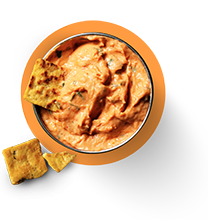 Spicy Indian Naan Chips with Red Lentil & Roast Red Pepper Hummus Style Dip